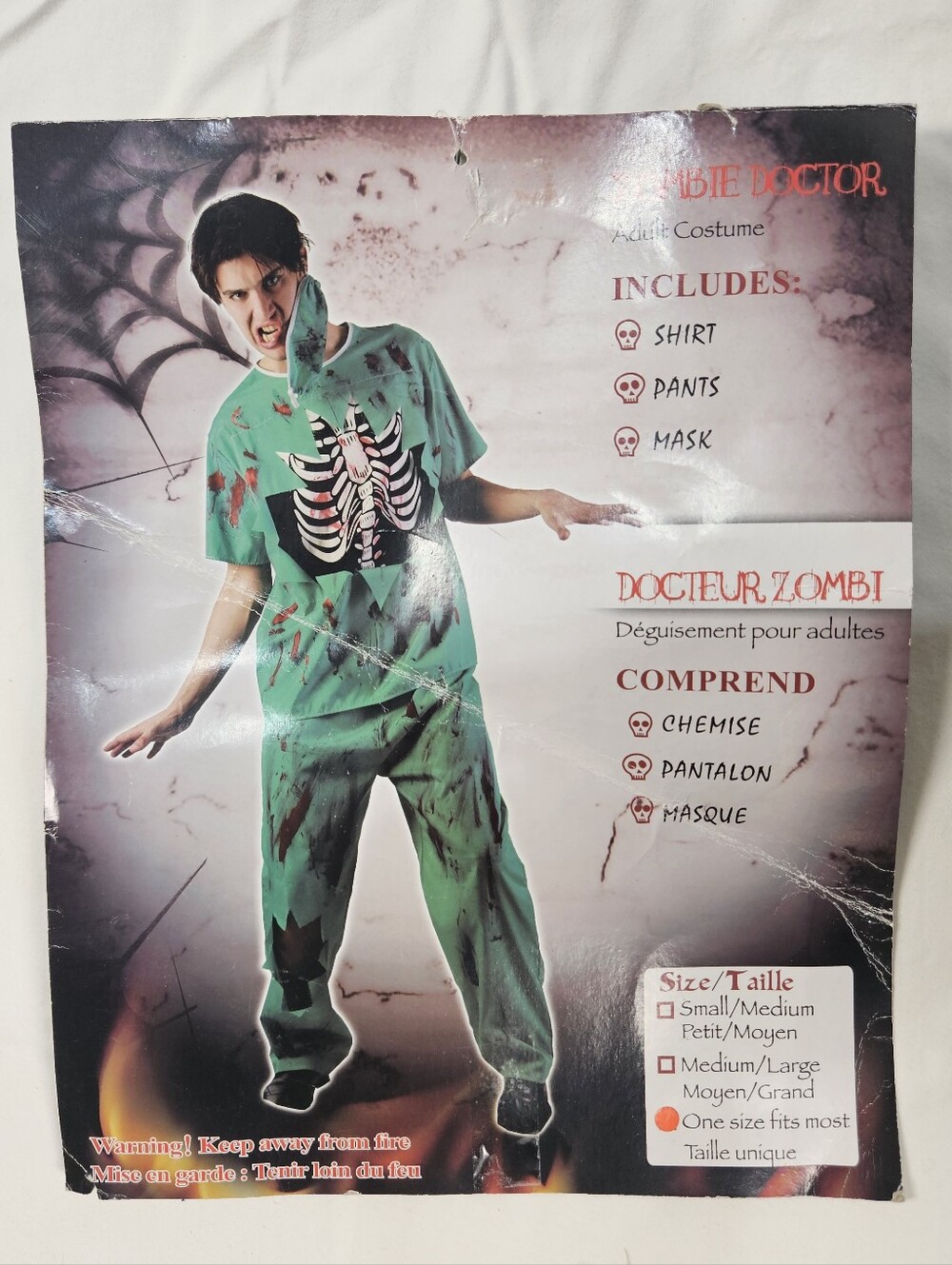 Green Men’s 3 Piece Costume - Doctor Zombie, Shirt, Pants, Mask, O/S, NWT